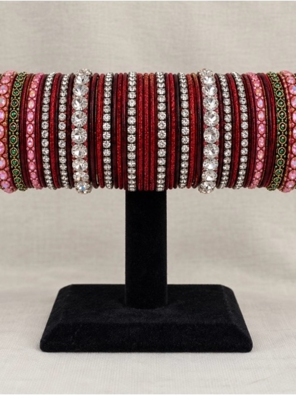 Brand new Sabyasachi Red and Pink Crystal-Embellished bracelet Stack
